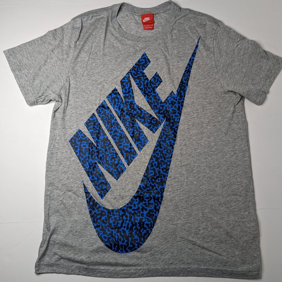 Nike | Shirts | Nike Mens Tshirt Grey Large Logo Check Mark | Poshmark